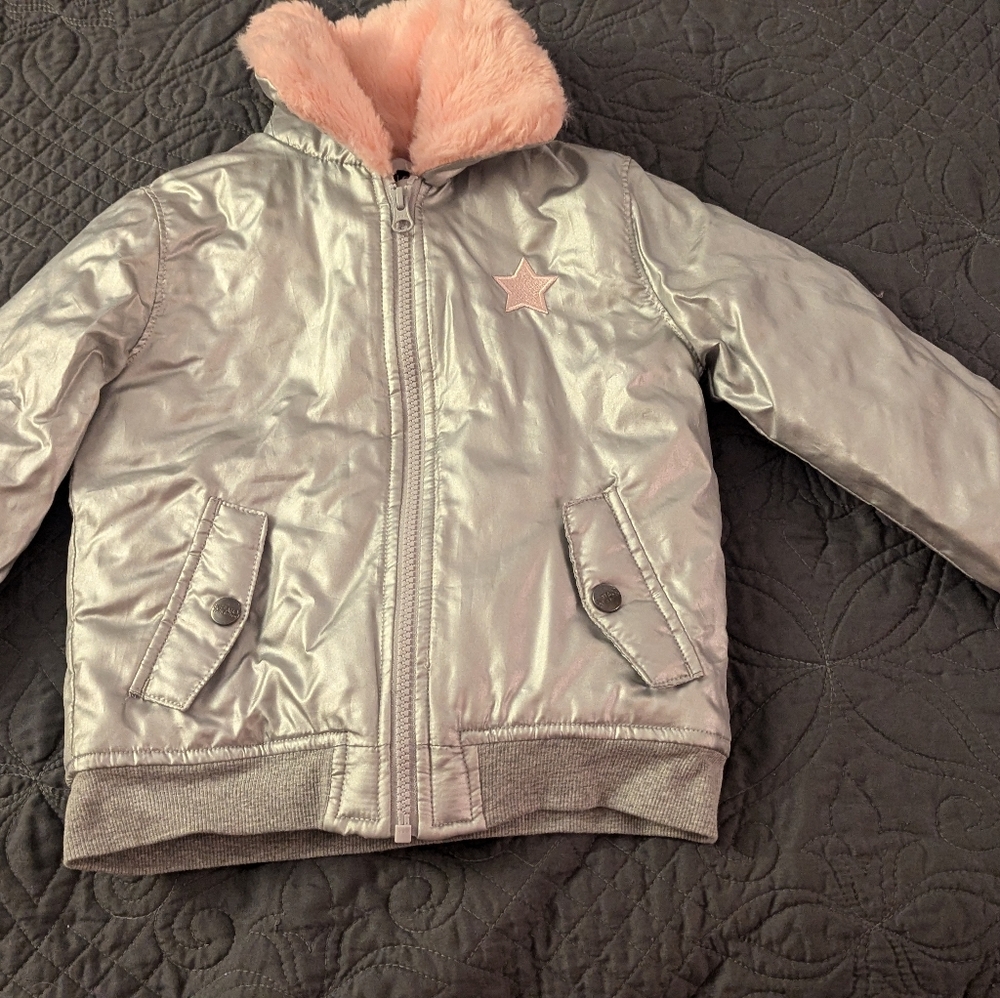Silver and pink jacket for little girl, adorable